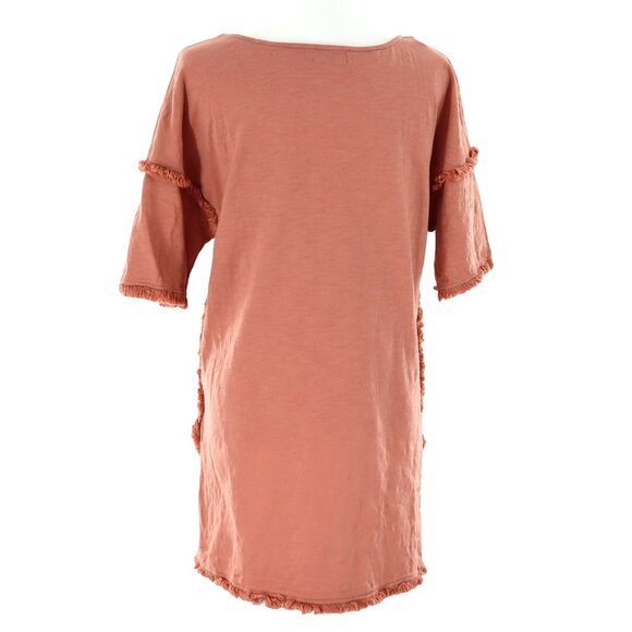 Umgee Fringe Tunic Tee Women M Rust Casual Relaxed Boho Comfy Lagenlook Muted - Picture 4 of 11